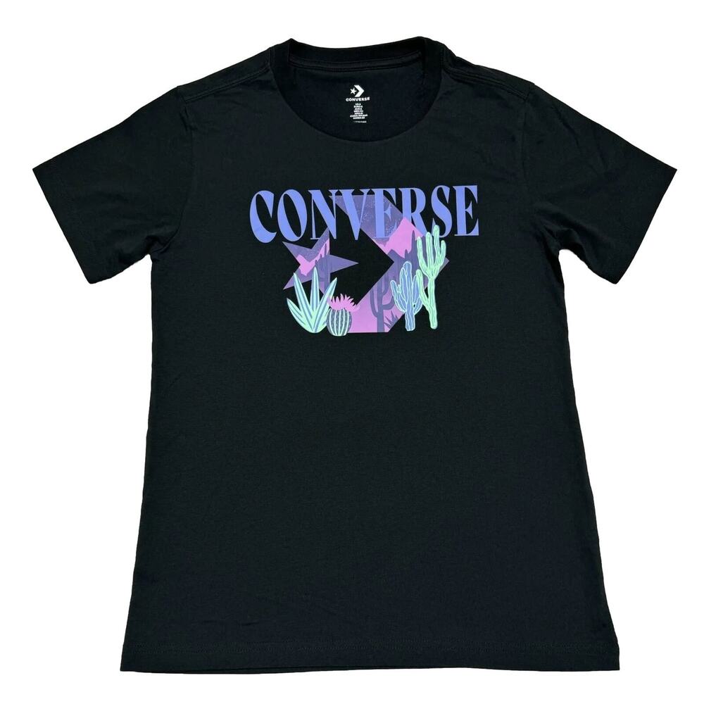 Converse Tee Women’s Small Black 100% Cotton Short Sleeve Pullover T-Shirt NWOT